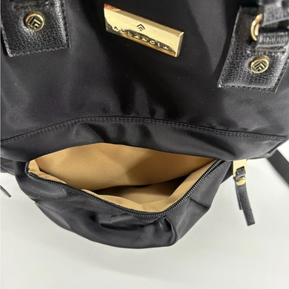 Allancia Black Dome Backpack with Leather Handles and Gold Hardware